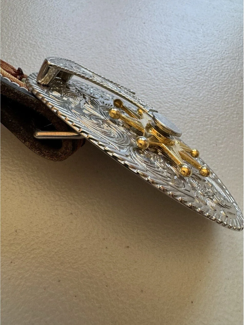 Men's Western Horse Geometric Studded Belt w/ Buckle, Brown/Black/Tan 32 [COPY]